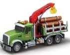 Mostop Logging Truck Kids Toy for 3 4 5 6 7 8 Year Old Boys, 15’’ Farm Logging Truck with Crane and 6 Trunks, Lights, Sounds, Friction Powered Timber Transport Log Tow Truck Toy Birthday Gift