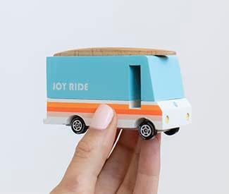 Ruggish Candy Car Joyride Exclusive - Premium Handcrafted Wooden Car Toy - Surf Van - Age 3+