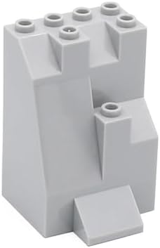 Classic Building Rock Bulk, Rockery Panel B01 Medium Symmetric 10 Piece, Compatible with Lego Parts and Pieces: (Color:Light Gray)