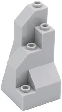 Classic Building Rock Bulk, Rockery Panel B02 Medium Symmetric 10 Piece, Compatible with Lego Parts and Pieces: (Color:Light Gray)