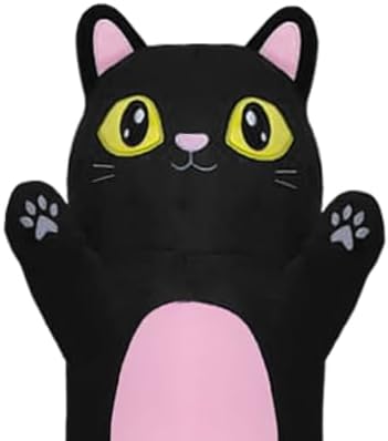 Black Cat Plush Body Pillow for Kids | Long Stuffed Animal Cuddle Pillow | Soft Hugging Toy | Plushie Gift for Girls & Boys | Long Plush Body Pillow for Sleep & Comfort | Small, 23 Inches