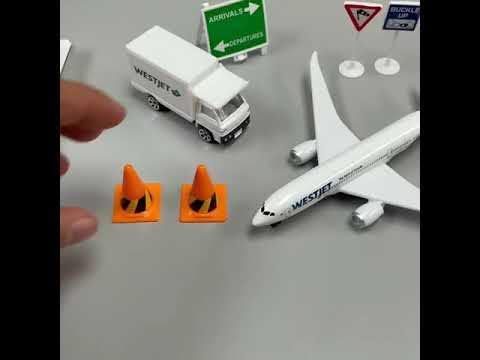 Daron WestJet Airlines Airport Playset with Die-Cast Metal Model Airplane with Plastic Parts, Cars and Transportation Toys for Kids Ages 3+