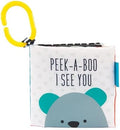 Sassy Peek-a-Boo Activity Book with Attachable Link for On-The-Go Travel, Sensory Play, Black & White, Ages 0+ Months (Pack of 12)