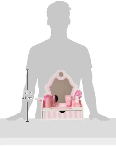 Melissa & Doug Wooden Beauty Salon Play Set, 18-Piece Vanity with Pretend Play Toys, Makeup, Mirror, Accessories & More, Preschool Toys for Girls & Boys Ages 3+ - FSC Certified