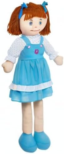 LOVE & HUG 36" Huggable Soft Doll with Blue Dress and Soft Yarn Hair