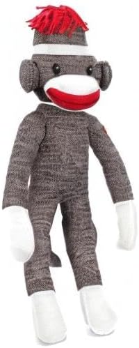 Adorable Sock Monkey, The Original Traditional Hand Knitted Stuffed Animal Toy Gift-for Kids, Babies, Teens, Girls and Boys Baby Doll Present Puppet (20" Brown)