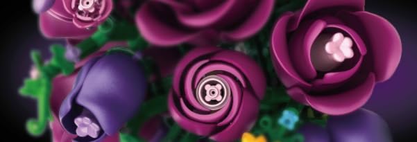 Purple Rose Flower Building Set with Vase, 969 PCS Botanicals Flowers Bouquet Building Block Kit, 18 Rose Bonsai Plant Collection Home Decor, Birthday Gift for Adults Women Boys Girls 12+