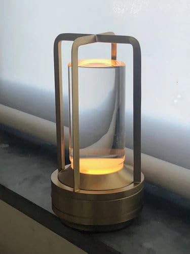Klarako Crystal Lantern Lamp – Modern Cordless Rechargeable Bedside & Outdoor Light, Portable Wireless Lamp – Dimmable Touch Control – Luxury Living Room & Hotel-Style Lighting (Gold, 20-Pack)