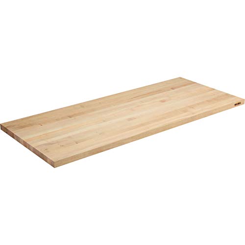 Global Industrial Adjustable Height Workbench, Maple Butcher Block Square Edge, 72"W x 36"D x 29-5/8 to 37-1/4"H, Gray