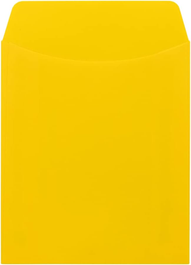 Hygloss 30 Library Card Pockets 3.5x5 Inch - Non-Adhesive Pocket Envelopes - Yellow - Classroom Envelope Pockets - Ideal for Organizing - Colorful Small Library Book Pocket