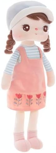 16" Exclusive Princess Doll, Cute Pigtail-Girl with a Hat Plush Doll, Soft Dolls Baby Girl Gifts, Non-Toxic Soft Skin-Friendly PP Cotton Plush Stuffed Angela (Bright Orange)
