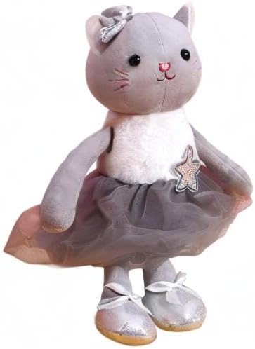 Plush Ballerina Dolls Kitten Cat Stuffed Animals Toys Ballet Dance Recital Gifts for Girls 15.5 Inches (Gray)