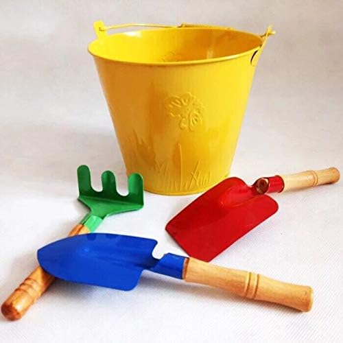 Kids Gardening Tool Set, 6PCS Gardening Tools for Kids Metal with Sturdy Wooden Handle Safe Gardening Tools 8" Children Beach Sandbox Toy