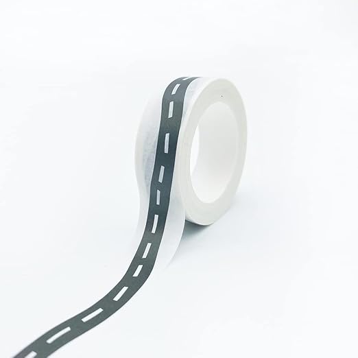 YUBX Highway Washi Tape Set 4 Rolls Black & White Decorative Masking Tapes for Arts, DIY Crafts, Journals, Planners, Scrapbook, Wrapping 15mm x 10m (9/16" x 33')