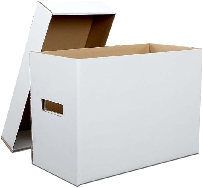 CROSSDESIGN 10 Pack Box Storage for Storing Small Items/Books/Kitchen/Supplies/Card, Corrugated Board Holds 150-175 Comics Collapsible/Stackable