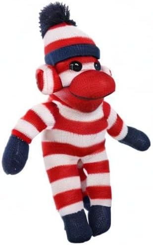 Adorable Sock Monkey, The Original Traditional Hand Knitted Stuffed Animal Toy Gift-for Kids, Babies, Teens, Girls and Boys Baby Doll Present Puppet (16" Red)