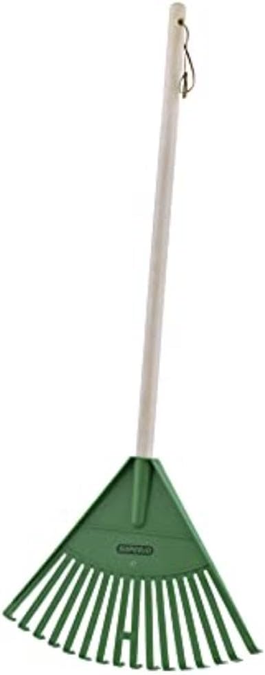 Pack of 12 Rake with Hardwood Handle, Durable Plastic Head to Sweep Leaves in Lawn and Tidying Up The Garden, 34" (Green)