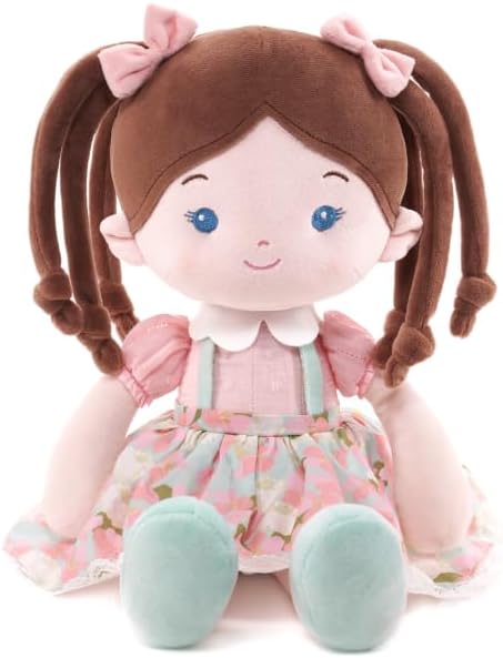 LeyaDoll Soft Baby Doll Toys (16''), My First Baby Rag Doll for 1 Year-Old Girl Birthday Gift, Christmas Plush Toys Gift for Toddler Kids Infants- Meadow Girl