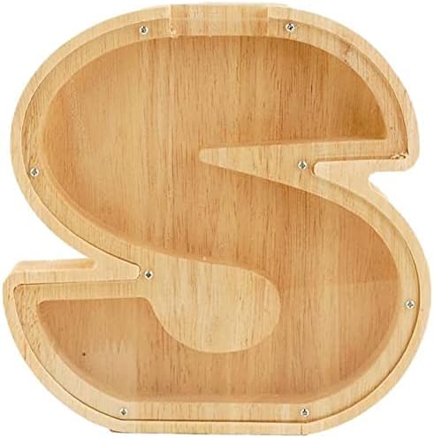 Twenty-six English Alphabet A-Z Letter Piggy Bank,Large-Capacity Transparent Wooden Alphabet Piggy Bank，Personalized Coin Savings Box, Name DIY Creative Purchase Combination.