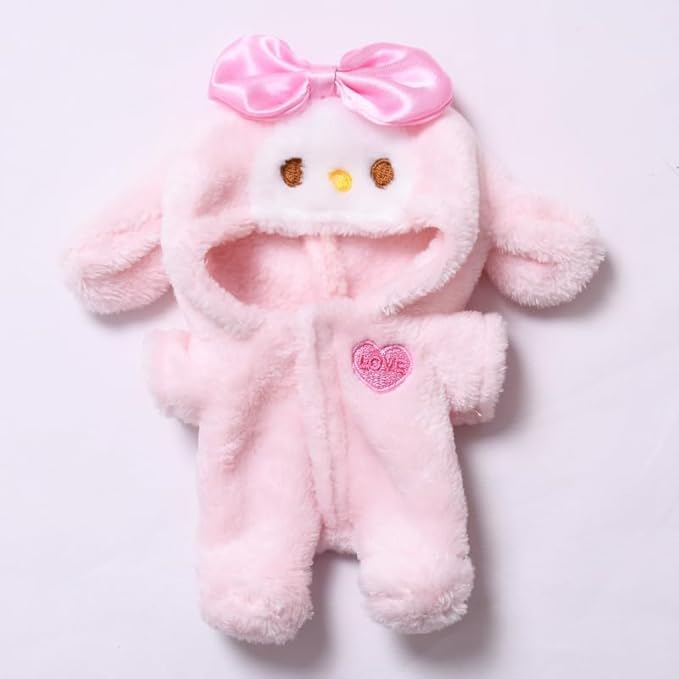 17cm Clothes Set(NO Doll), Hat & Overalls Set for 17cm Accessories Suit,Cute Stylish Clothing Suit for Doll Dress up (Plush Pink)