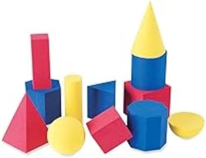Learning Resources Hands-On Soft Geosolids, Soft Foam 3D Shapes, Set of 12, Ages 5+