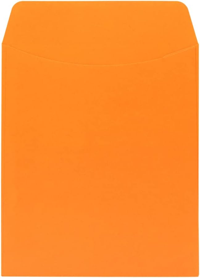 Hygloss 30 Library Card Pockets 3.5x5 Inch - Non-Adhesive Pocket Envelopes - Electric Orange - Classroom Envelope Pockets - Ideal for Organizing - Colorful Small Library Book Pocket