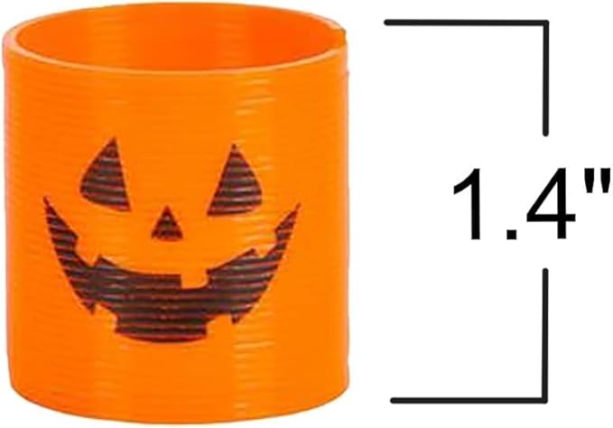 The Dreidel Company Halloween Coil Spring, Pumpkin Jack-O-Lantern Circle Shaped Coils, Neon Colors Magic Spring Toy, Party Favor for Kids, 1.4" Inches (35mm) (48-Pack)