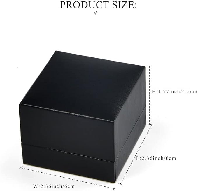 Oirlv Luxury Black Leather Ring Box - Ideal for Wedding and Proposal Ring Jewelry Gift