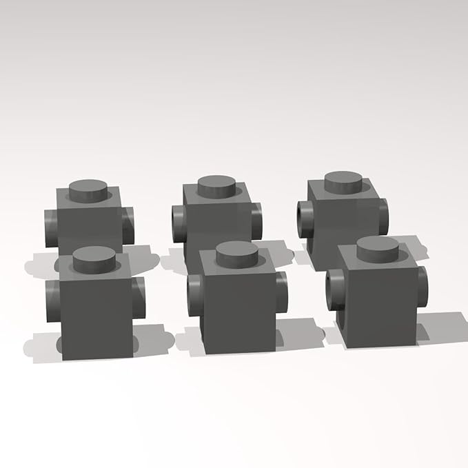 Classic Building Brick Bulk, 1x1 with Studs on 2 Sides, Opposite 120 Piece, Compatible with Lego Parts and Pieces: (Color:Dark Gray)
