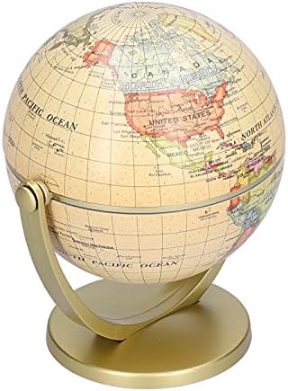 Globe English Mini World Map with Sturdy Hard Base, Earth Geographical Location Map Picture Teaching Tool Child Gift