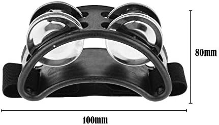 Musfunny Foot Tambourine Percussion Musical Instrument Foot Drum Set with Metal Jingle Bell for Guitar Drum Accessory (Black)