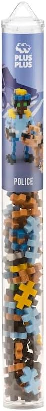 PLUS PLUS 3D Figure Building Block Set, Fun Stem Toys for Kids, 70 Interlocking Pieces - Police Officer Mini Maker Tube