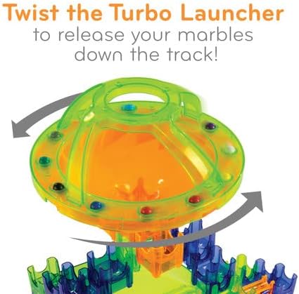 MindWare Q-Ba-Maze Rally Racing - Kit Includes Includes 44 Cubes, 1 Marble Vortex, 8 Straight-Away Rails, Turbo Launcher, Marbles and More - Ages 6 and Up