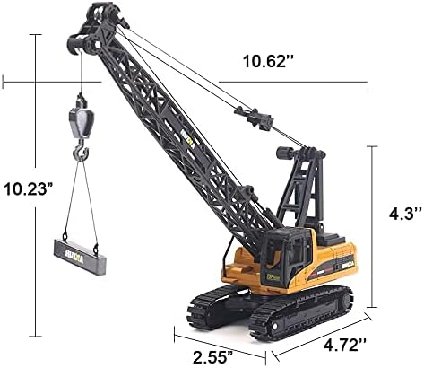 Gemini&Genius Crawler Crane Construction Vehicle Toy Dragline Heavy Duty 1/50 Crane Work Car, Engineering Truck, Site Sandbox Car Toy, Collectible or Decoration for Kids