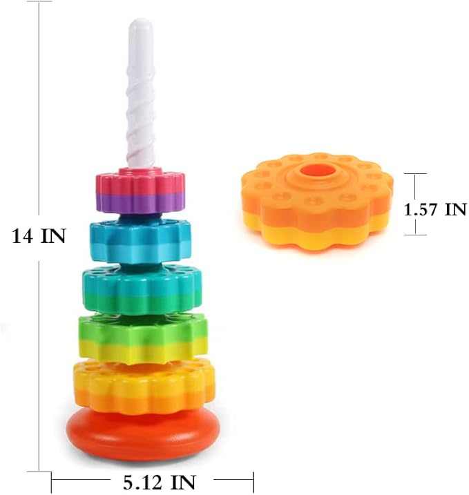 LBAIBB (1 PCS Spinning Stacking Toy,Spin Toy for Toddlers 1-3,Sensory Toys for Toddlers 1-3,Rainbow Spin Tower,Autism Spin Stack Toys,Suitable for Gifts for Boys and Girl