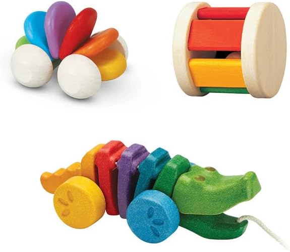 PlanToys® Move & Groove Starter Bundle – Wooden Baby Activity Set | Montessori Push Pull Toy for Infants & Toddlers | Eco-Friendly Crawling, Pushing & Rolling Toys for Motor Skill Development