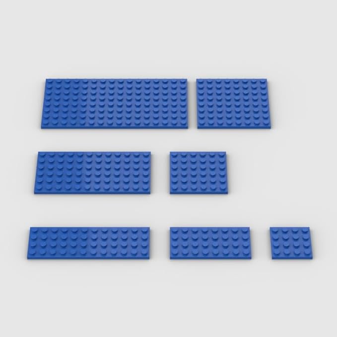 Classic 50pc Blue Building Plate Assortment Pack with 7 Sizes, Compatible with Lego, for Most Brands