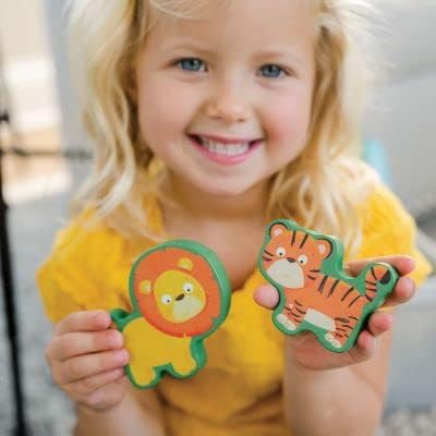 Peaceable Kingdom My First Wooden Puzzle, Two Activities in One for Active Toddlers, Jungle Animals