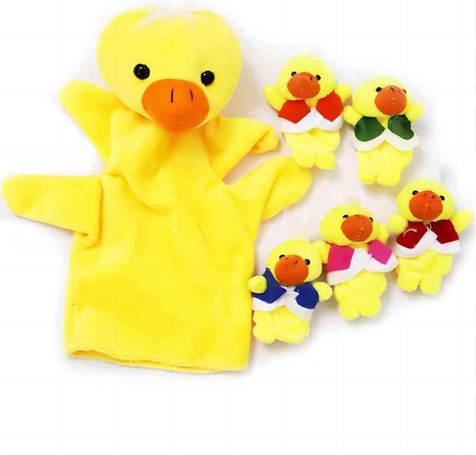 5 Little Ducks Finger Puppets for Kids, 6 Pack Plush Finger Puppets Toy, Storytelling Theater Role Play, Bedtime Story for Toddlers