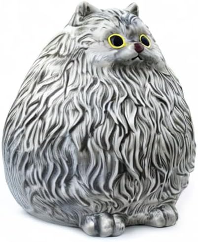 Winsterch Ceramic Piggy Bank for Boys and Girls - Money Saving Box for Kids and Adults, Grey Cat Design, 7.49 x 5.9 Inches