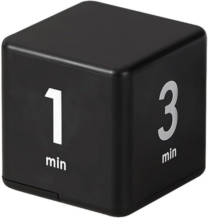 Feilifan Cube Timer, Kid Focus Study Timer Kitchen Work Timer Time Block Cube Gravity Flip Time Block Cube 1-3-5-10 Minutes Time Management, Black
