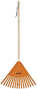 Kids Rake with Hardwood Handle, Durable Plastic Head to Sweep Leaves in Lawn and Tidying Up The Garden, 34" (Orange), 6 Pack