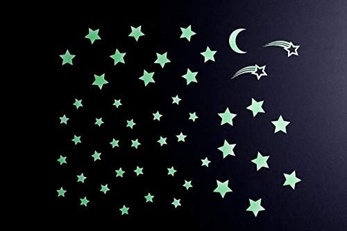 Starry Night Series (48 pcs/Pack), Glow in The Dark Educational Wall Stickers, The Eco-Friendly and Brightest Wall Stickers for Ceiling, Bathtime, Bedroom, Party, Decor