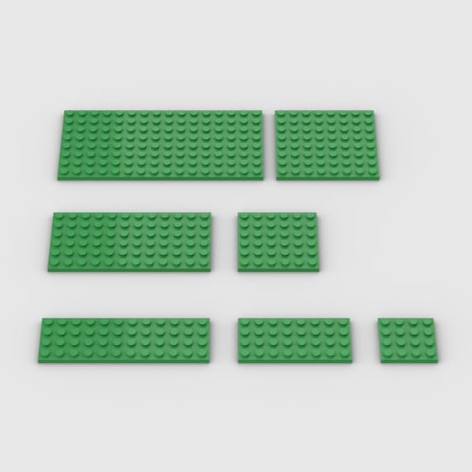 Classic Building Plate Assortment Pack, 50pcs Green Bulk Plates With 7 Size Base, Compatible With Lego Parts and Pieces, Building Bricks, for Most Brands (Color: Green)