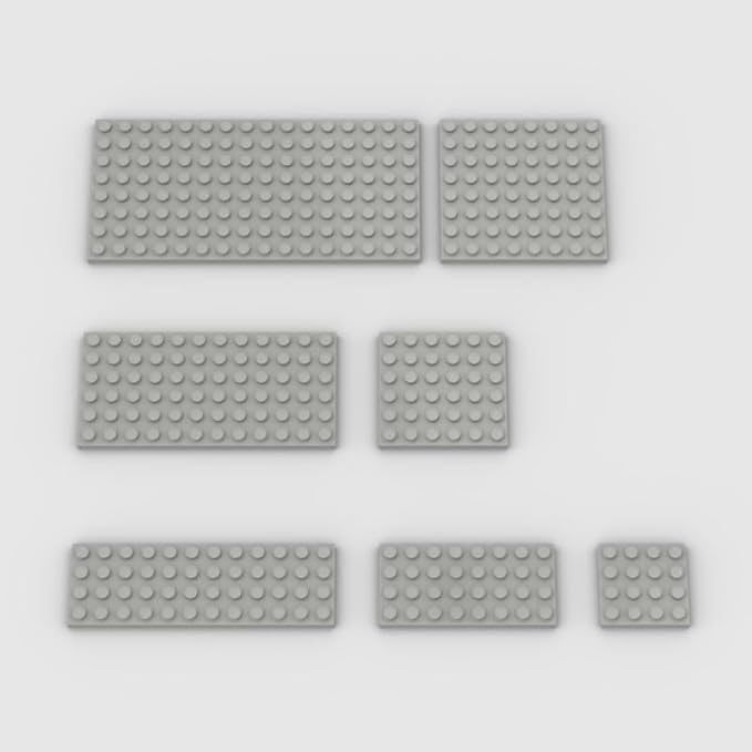 Classic Building Plate Assortment - 50pc Light Gray Bulk Base Plates, Compatible with Lego, for Most Brands