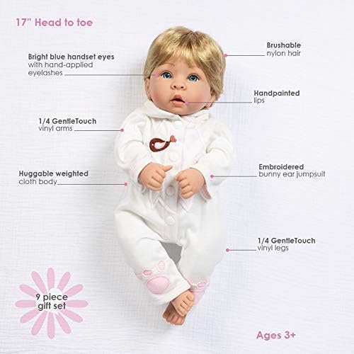 Paradise Galleries Realistic Reborn Baby Doll with Bassinet 9 Piece Gift Set, 17-Inch Birthday Gift for Kids Ages 3 and Up - Molly & Fluffy