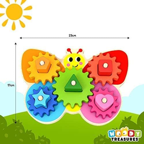 Wooden Toys - Montessori Toys for 2 Year Old Girls and Boys - Toddler Puzzles - Shape Sorting Matching Gear Game - Educational Toddler Toys Age 2-3 - Great Preschool Learning Activities