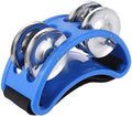 Musfunny Foot Tambourine Percussion Musical Instrument with Double Row Metal Jingle Bell for Guitar Foot Drum Set Accessory (Blue)