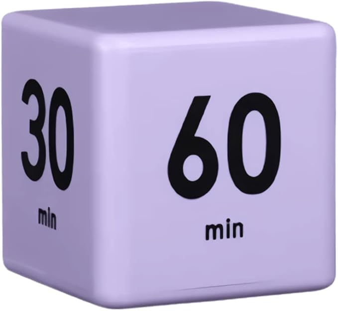 Feilifan Cube Timer - Desk & Kitchen Timer with Gravity Sensor for Time Management - Countdown Settings: 15, 20, 30, 60 Minutes - Purple