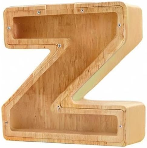 Twenty-six English Alphabet A-Z Letter Piggy Bank,Large-Capacity Transparent Wooden Alphabet Piggy Bank，Personalized Coin Savings Box, Name DIY Creative Purchase Combination.